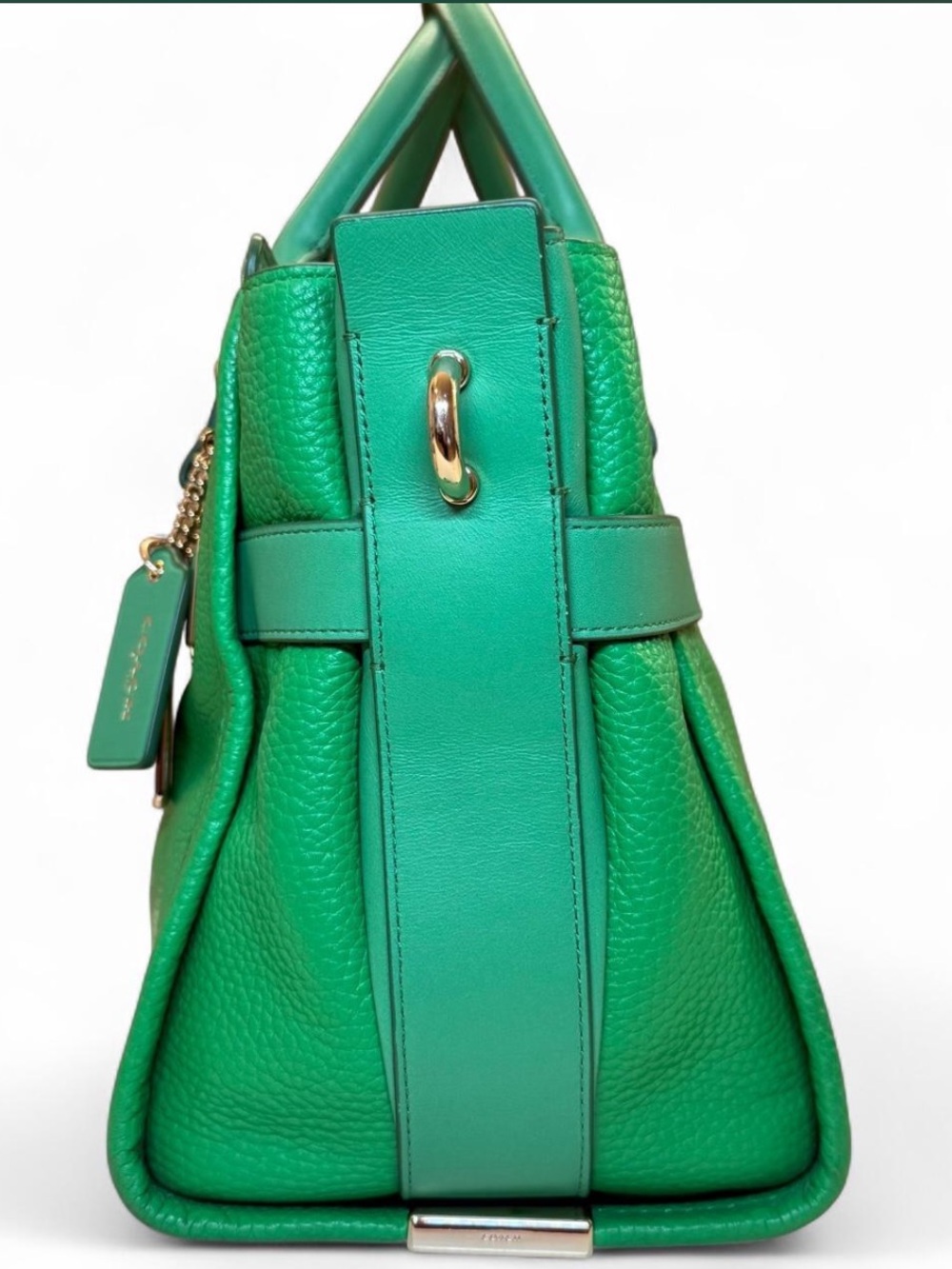 COACH Swagger Carryall 27 Satchel Pebble Leather Kelly Green | Style 34408 - Picture 7 of 13